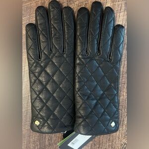 Kate Spade Black Quilted Leather Gloves
